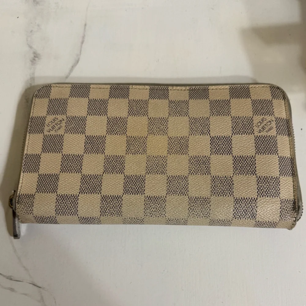 Louis Vuitton Damier Azure Travel Organizer Long Checkered Wallet Preloved - Picture 1 of 10
